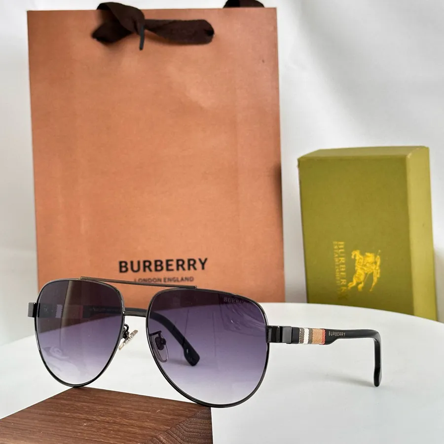 Burberry Men's Patterned Aviator Sunglasses