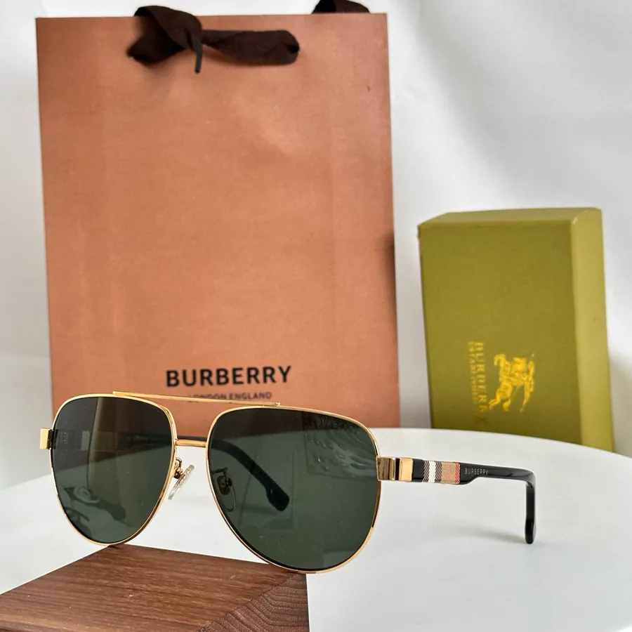 Burberry Men's Patterned Aviator Sunglasses