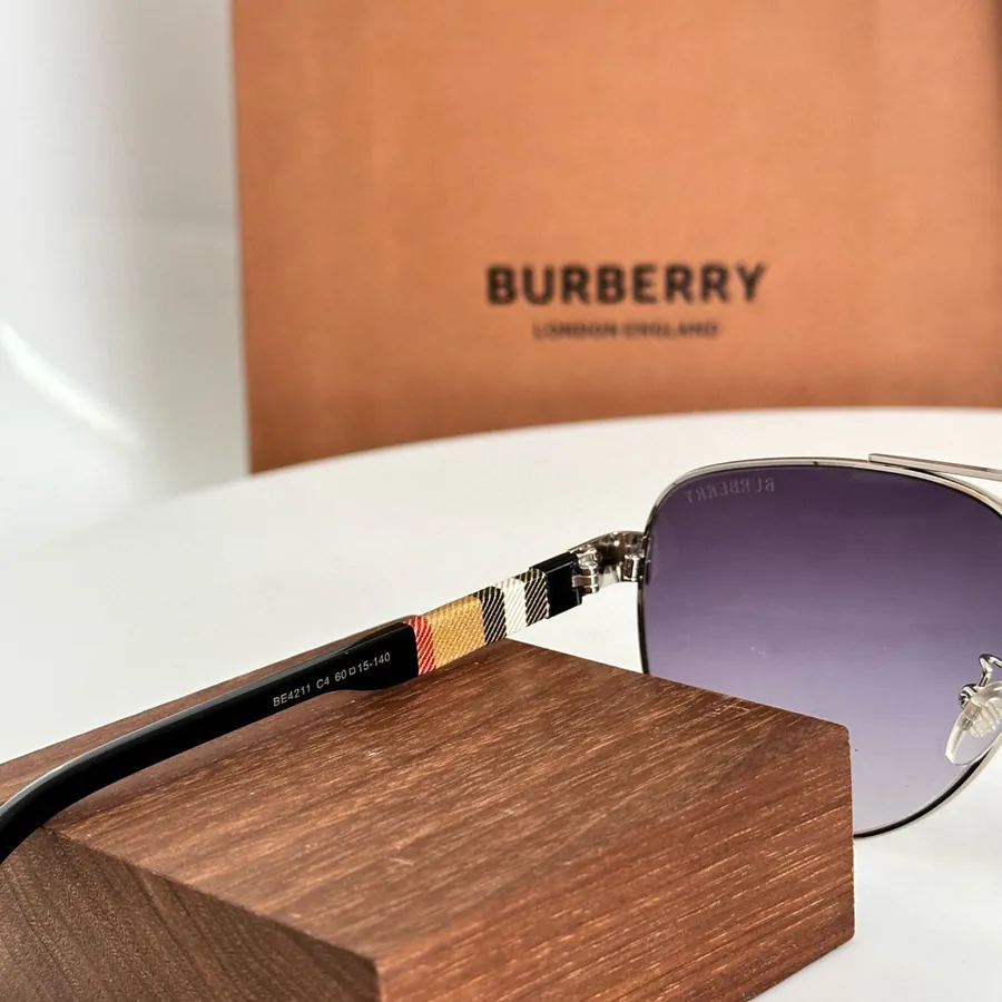 Burberry Men's Patterned Aviator Sunglasses