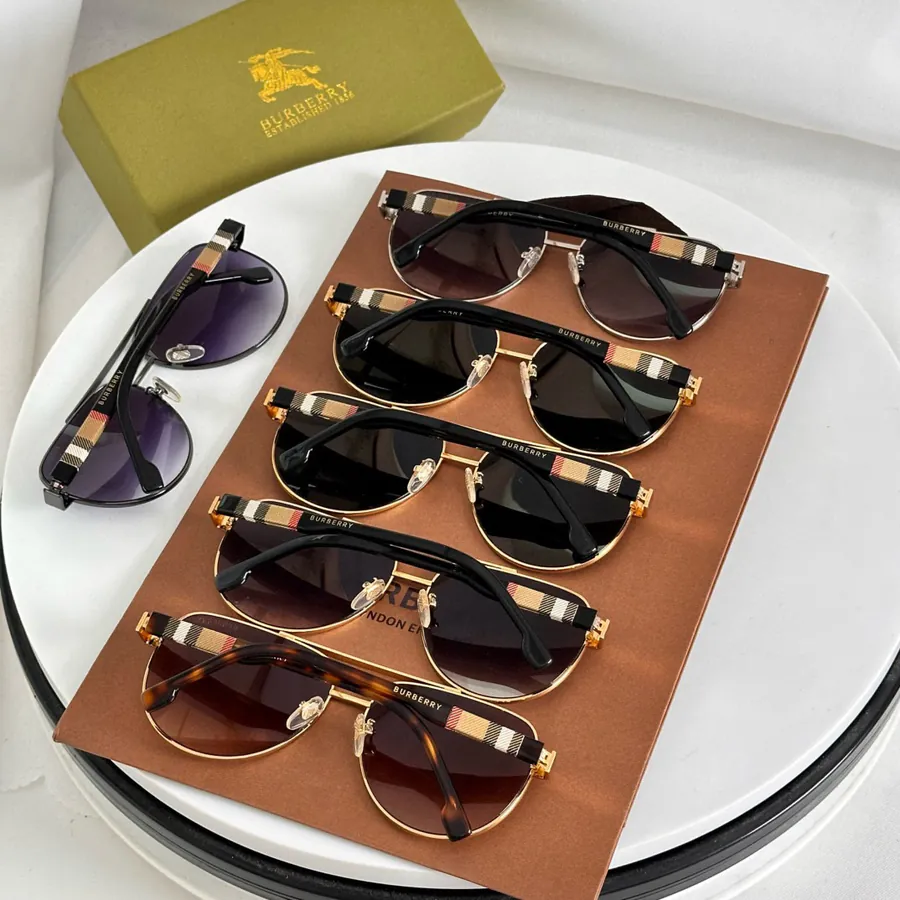 Burberry Men's Patterned Aviator Sunglasses