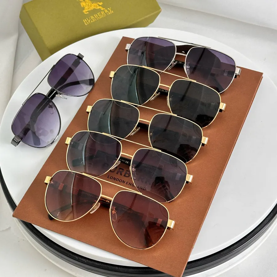 Burberry Men's Patterned Aviator Sunglasses