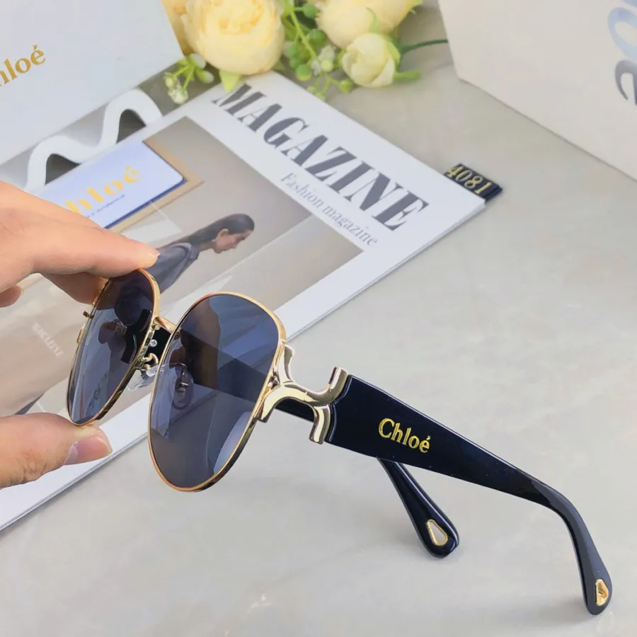 Chlo* Trendy Sunglasses for Women New Metal Frame Aviator Style