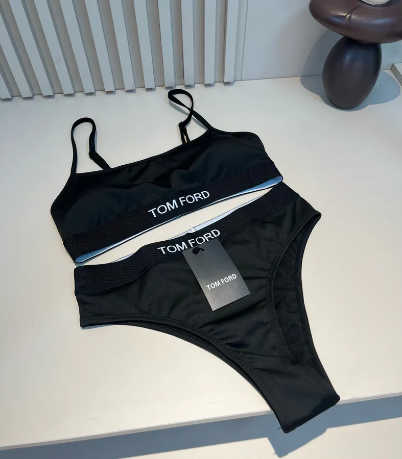 TOMFORD Vintage Strapless Triangle Pant Set, Black & White