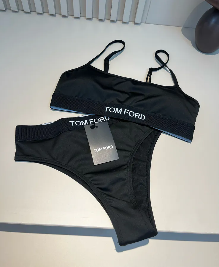 TOMFORD Vintage Strapless Triangle Pant Set, Black & White