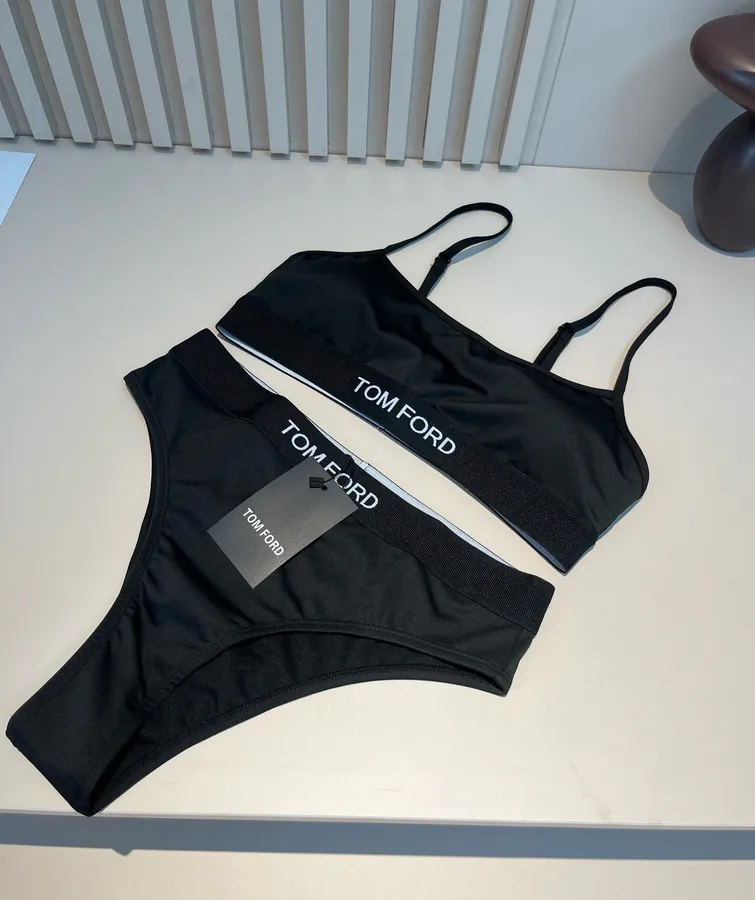 TOMFORD Vintage Strapless Triangle Pant Set, Black & White