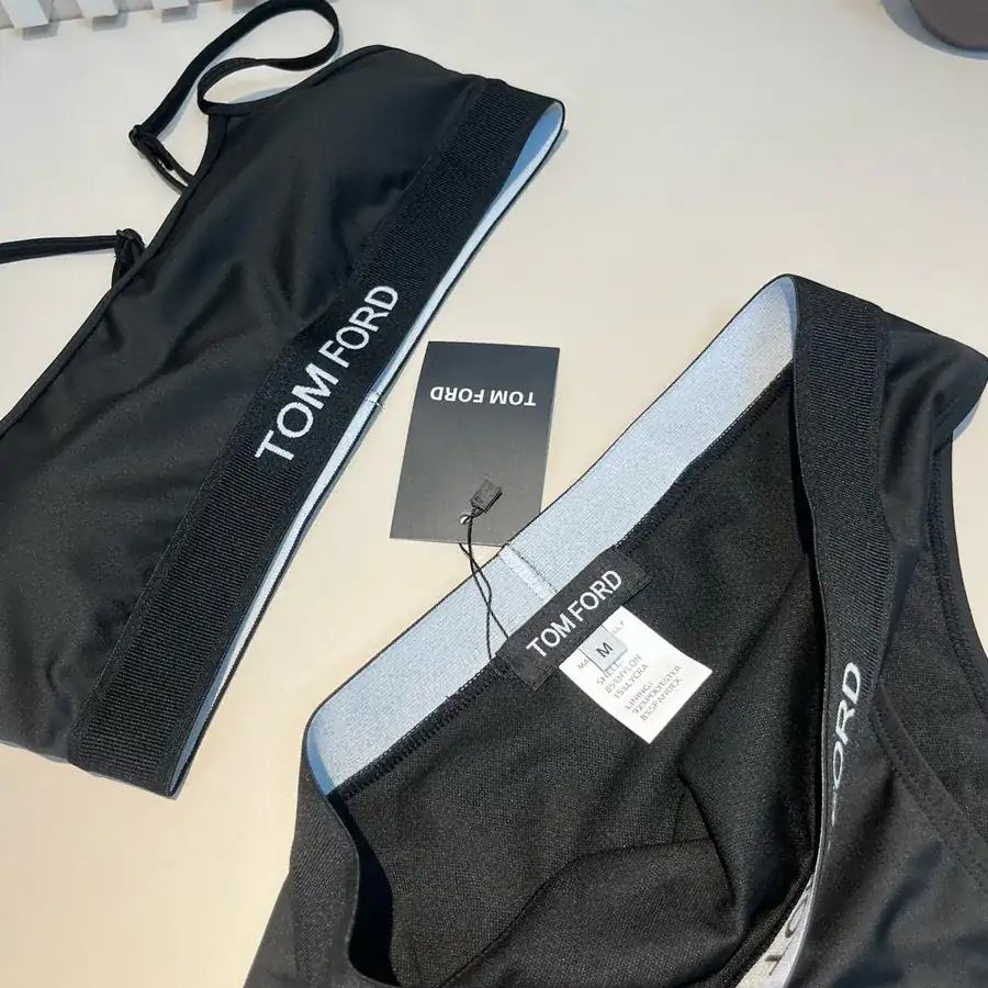 TOMFORD Vintage Strapless Triangle Pant Set, Black & White