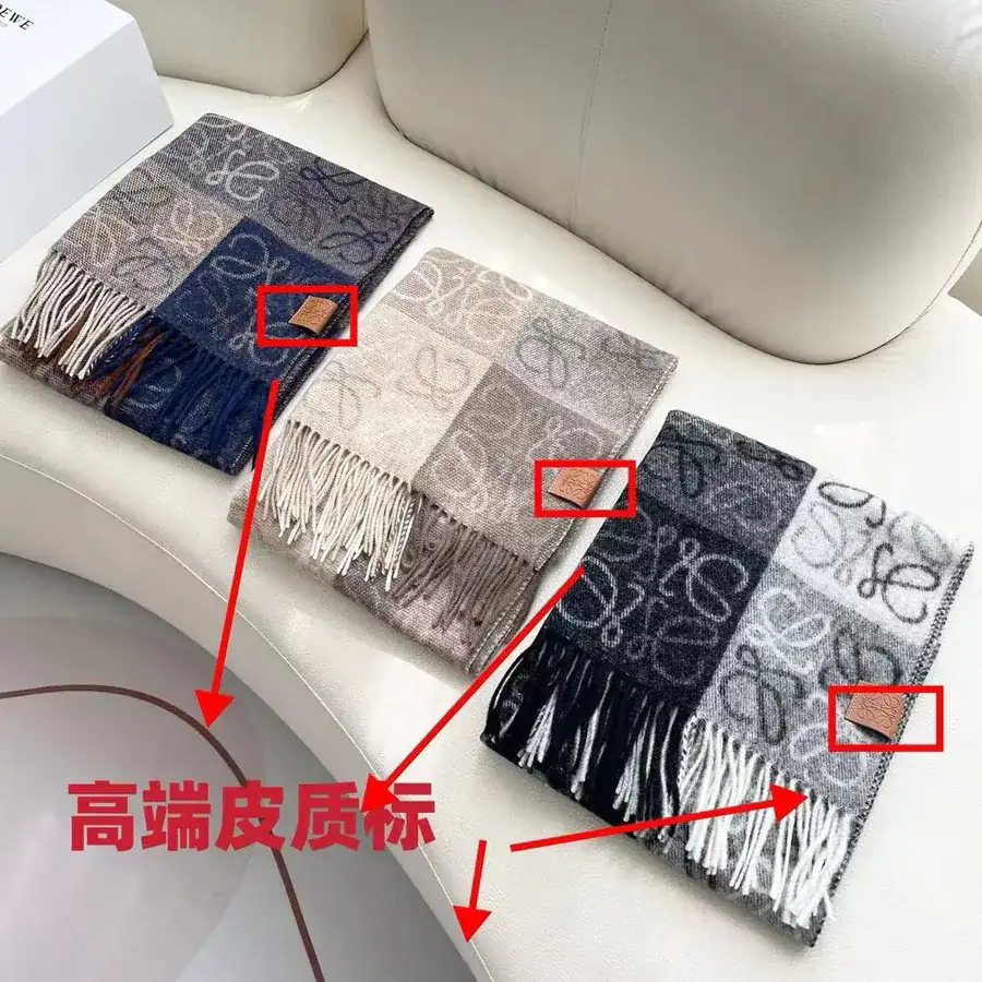 LW Stripe Scarf Luxury Brand, Classic Logo Design
