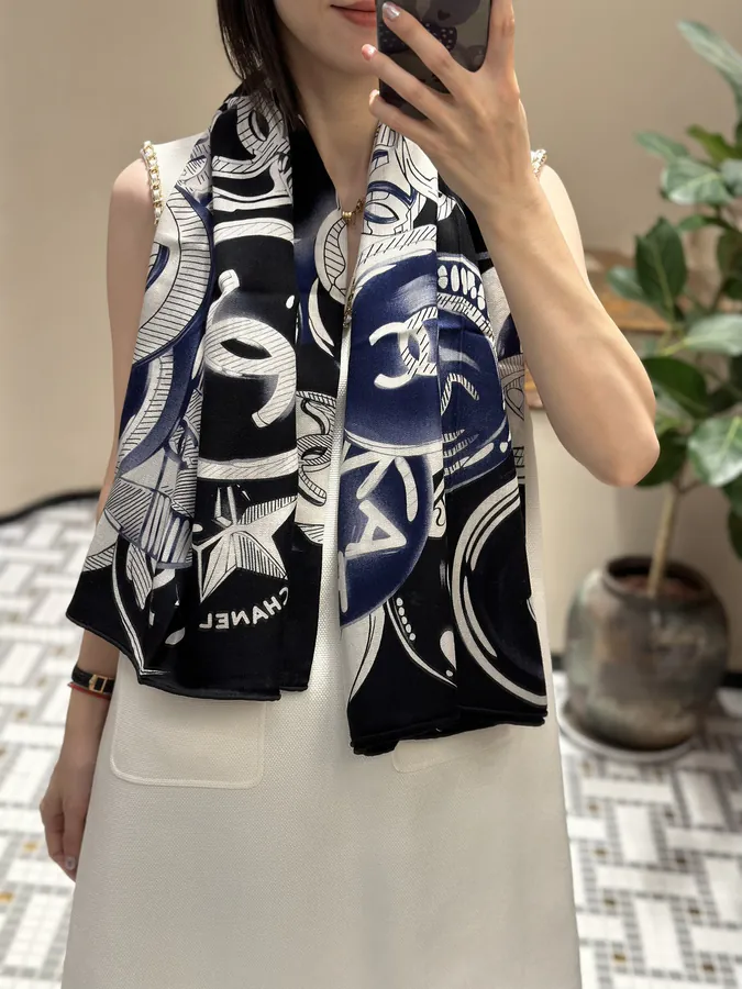 Chanel 140*140 Large Cashmere Scarf with Double Sided Color