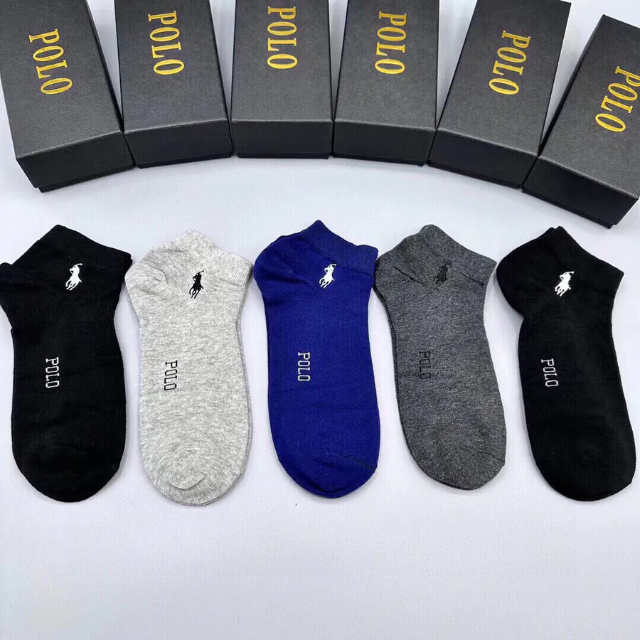 POLO Men's New Short Socks Classic Letter Print, Pure Cotton