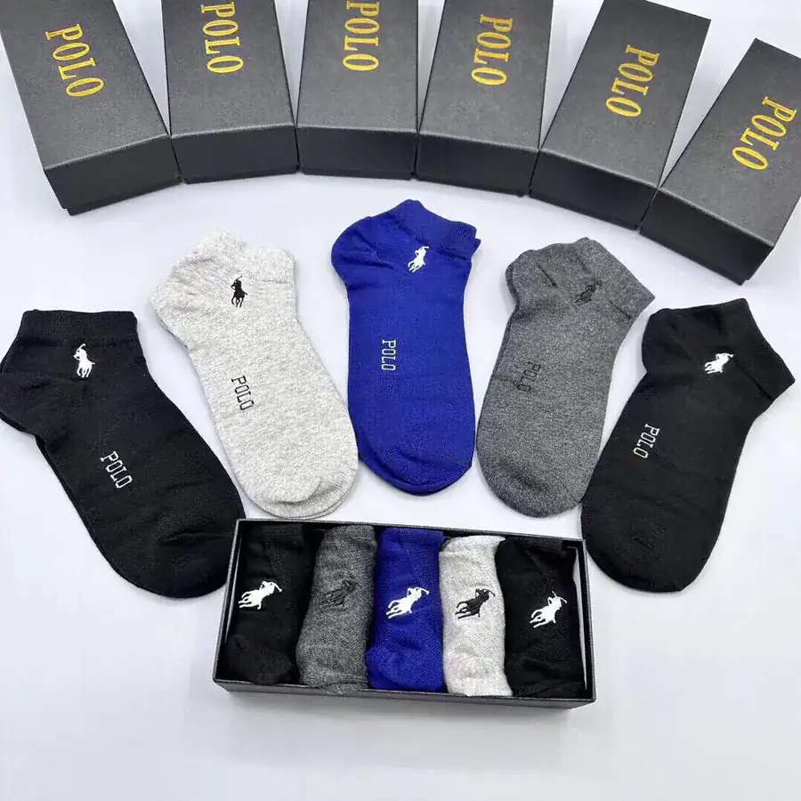 POLO Men's New Short Socks Classic Letter Print, Pure Cotton