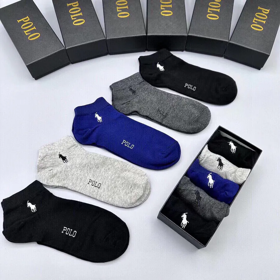 POLO Men's New Short Socks Classic Letter Print, Pure Cotton