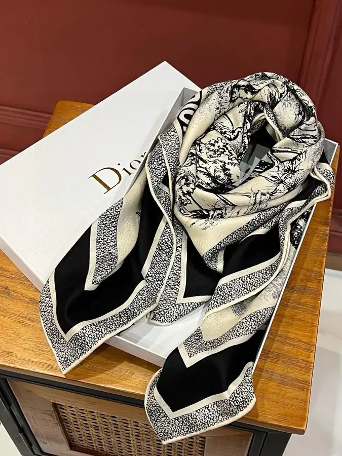Voyage Ruffo Embroidered Scarf with Grained Calfskin Trim