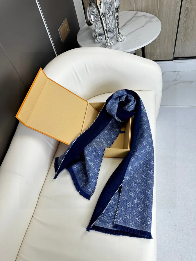 Nigo Collaboration Calfskin Monogram Scarf with Heart Embroidery