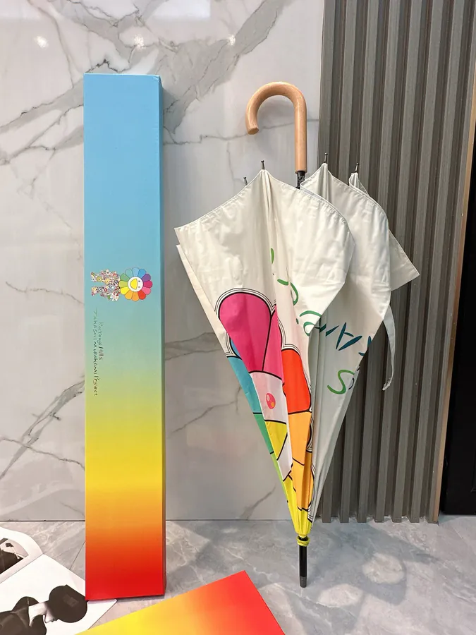 P75 Long Umbrella with Takashi Murakami Sunflower Print Spring New Collection