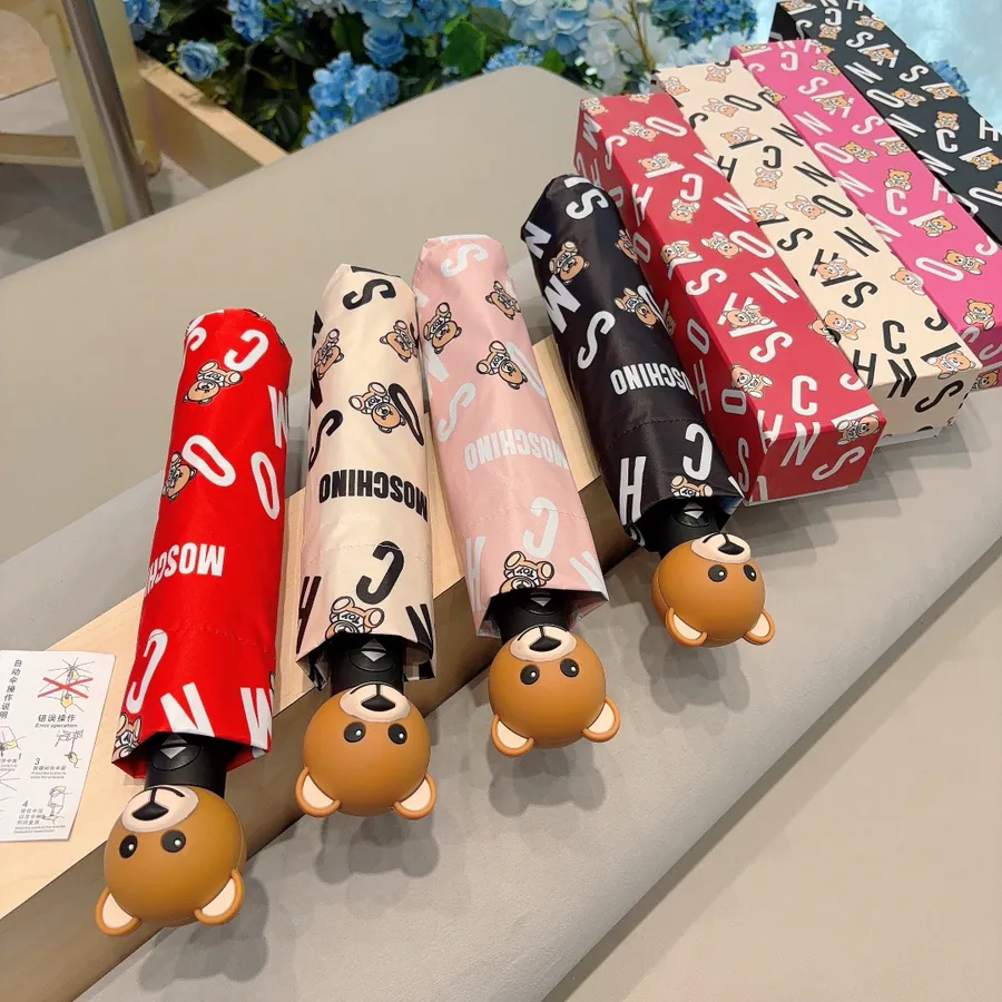 Moschino Letter Bear Head Folding Umbrella