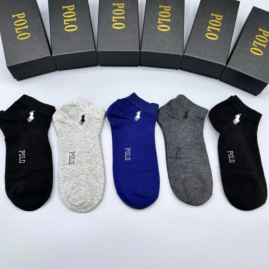 POLO Men's Short Socks Classic Letter Print, Pure Cotton