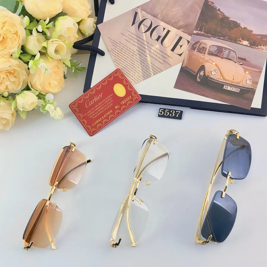 Cartie Leopard Decorative Frameless Square Sunglasses for Women