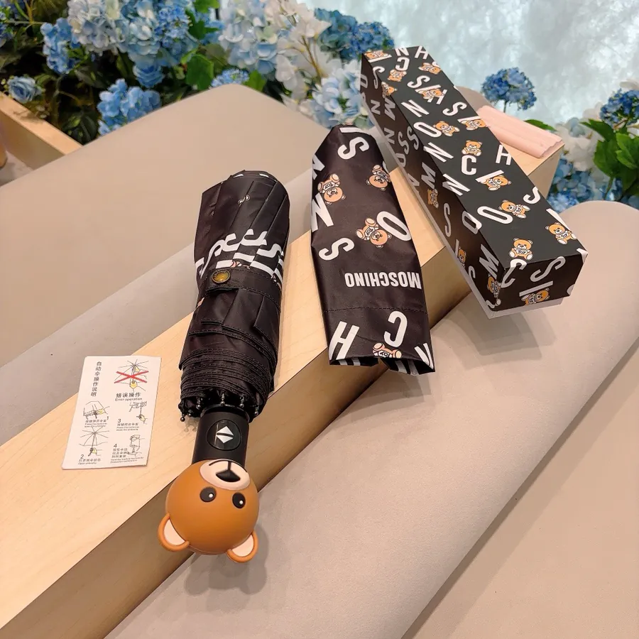 Moschino Letter Bear Head Folding Umbrella