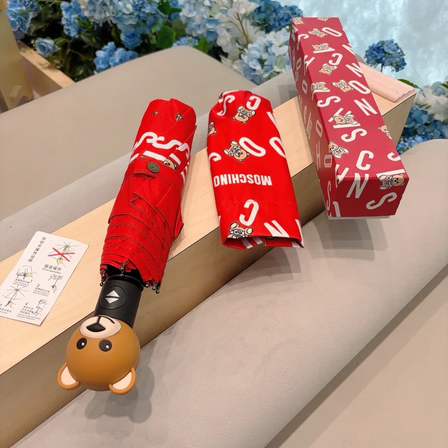 Moschino Letter Bear Head Folding Umbrella