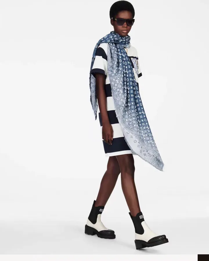 Luxury Scarf from Lu Jia, Featuring Gradient Monogram Pattern