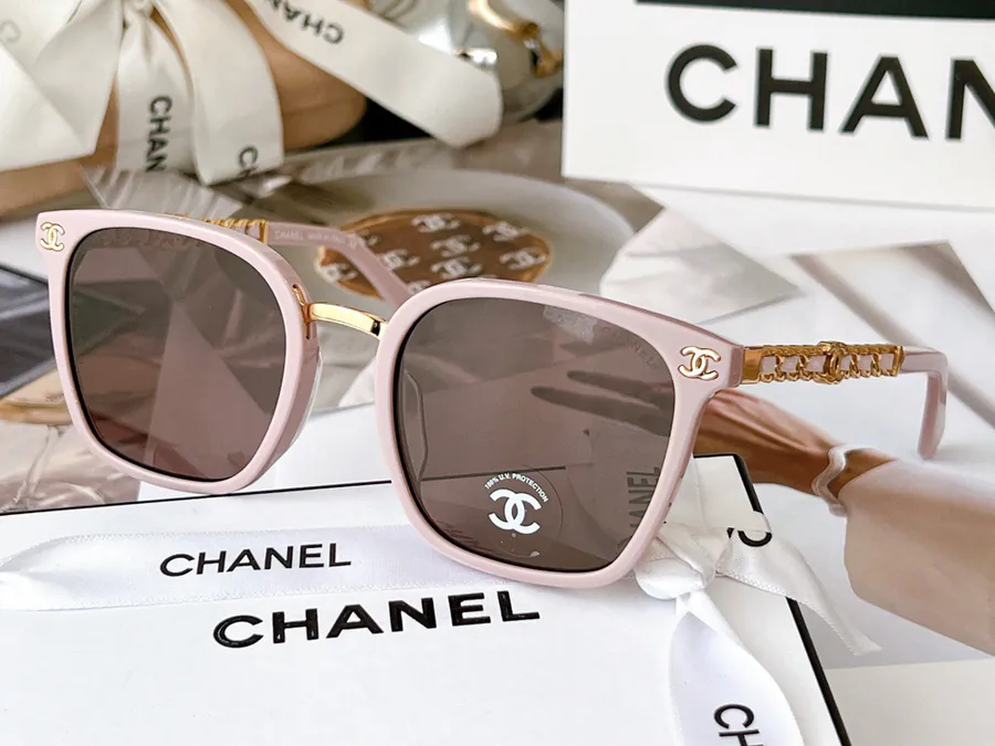 CHANEL New Exclusive Sunglasses Frame with Unique Braided Leather Legs and Double C Embellishment
