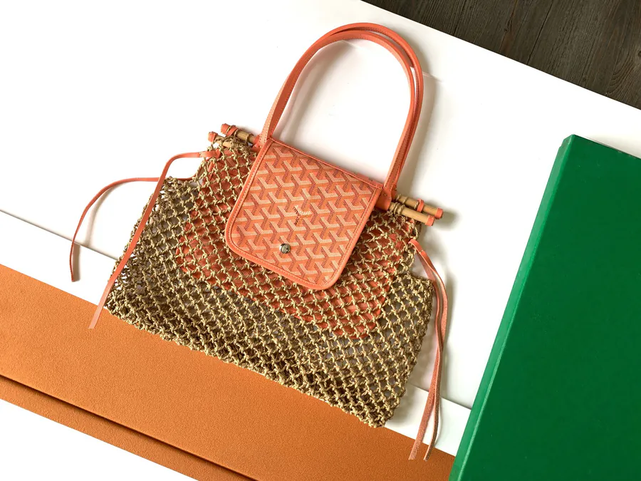 ALIGRE Tote Bag Handcrafted with Raffia and Leather Trim