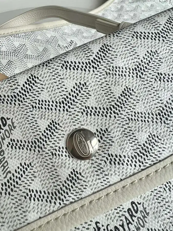 Goyard Hobo Shopping Bag with Grained Calfskin and Matching Patterned Canvas