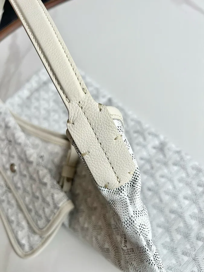Goyard Hobo Shopping Bag with Grained Calfskin and Matching Patterned Canvas