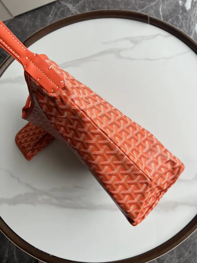 Goyard Hobo Shopping Bag with Grained Calfskin and Matching Patterned Canvas