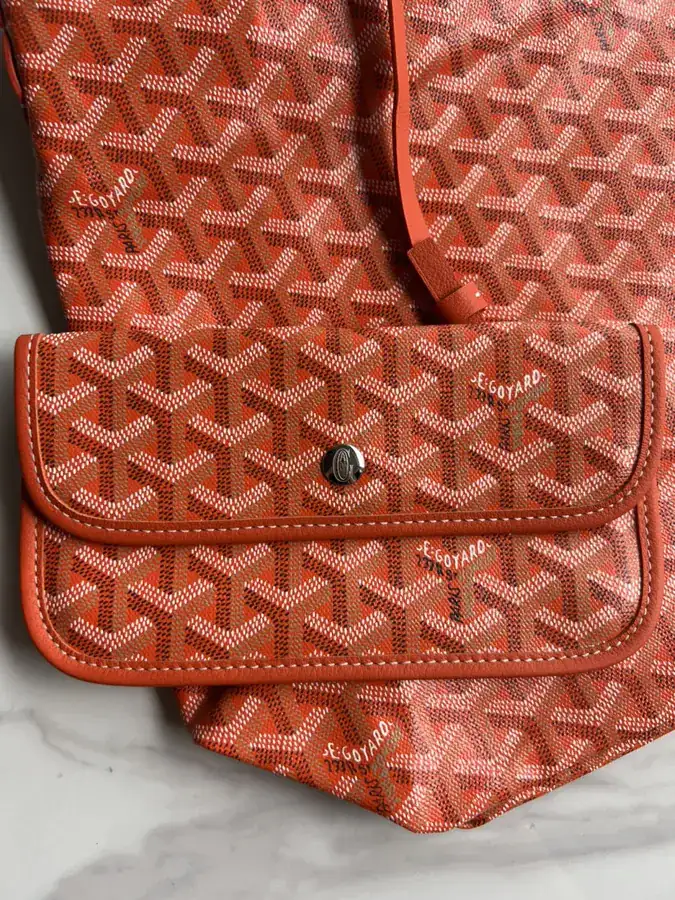 Goyard Hobo Shopping Bag with Grained Calfskin and Matching Patterned Canvas