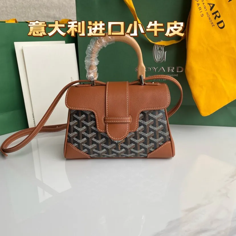 Goyard Saigon Small Bag with Elegant Wooden Handle