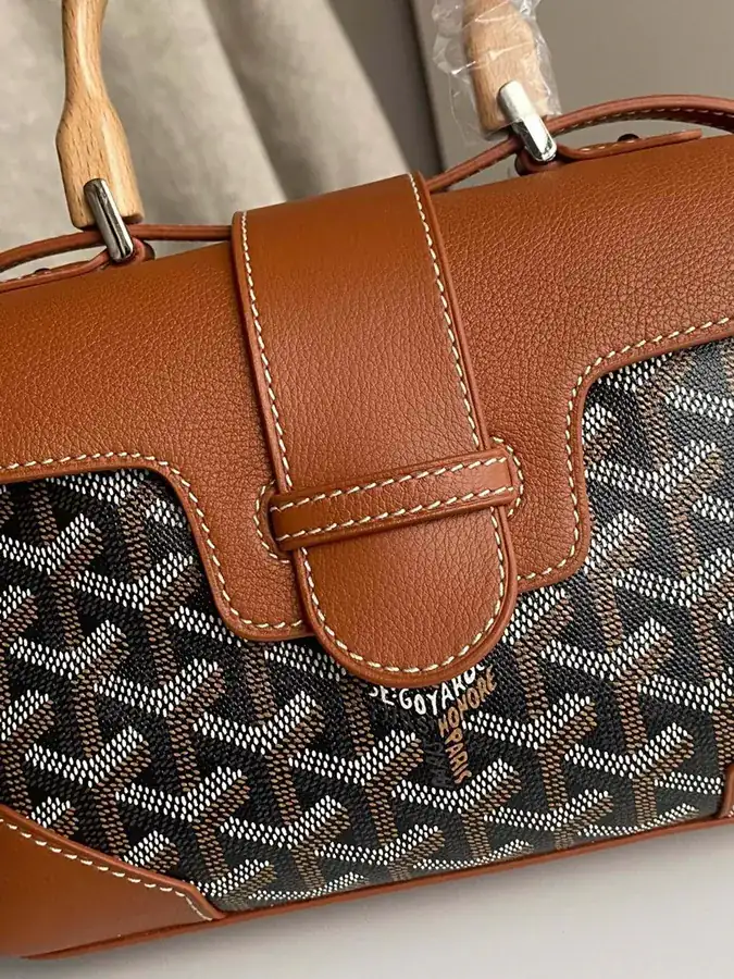 Goyard Saigon Small Bag with Elegant Wooden Handle