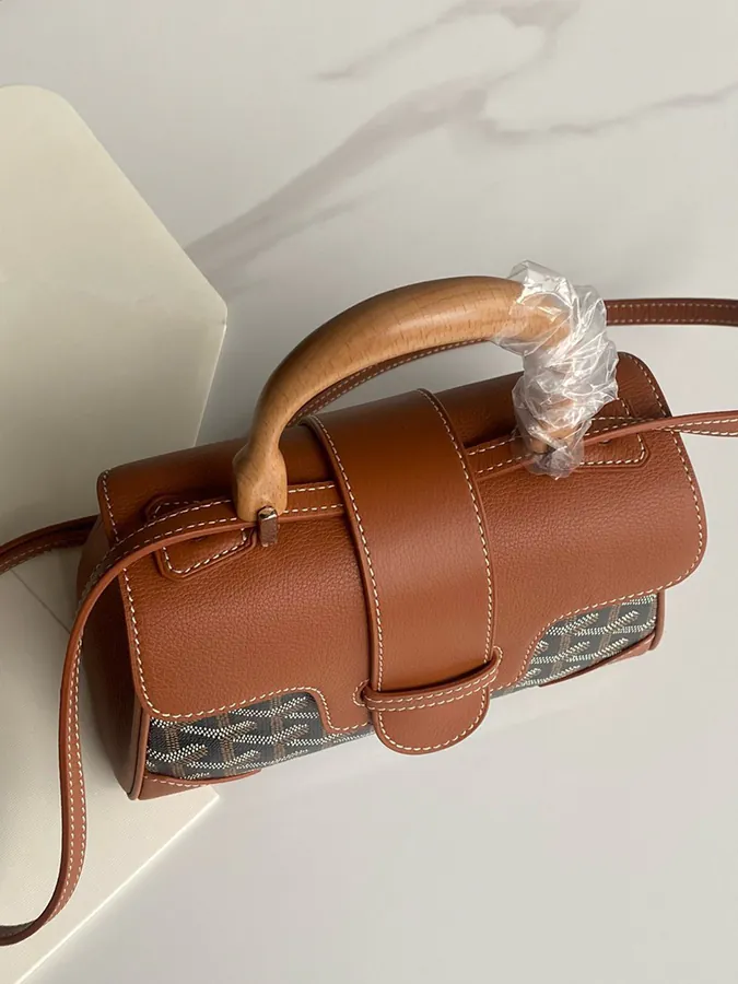 Goyard Saigon Small Bag with Elegant Wooden Handle