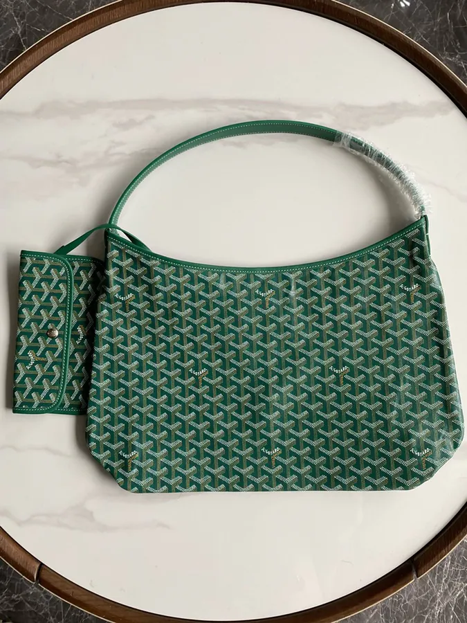 Goyard Hobo Shopping Bag with Grained Calfskin and Artisanal Fabric