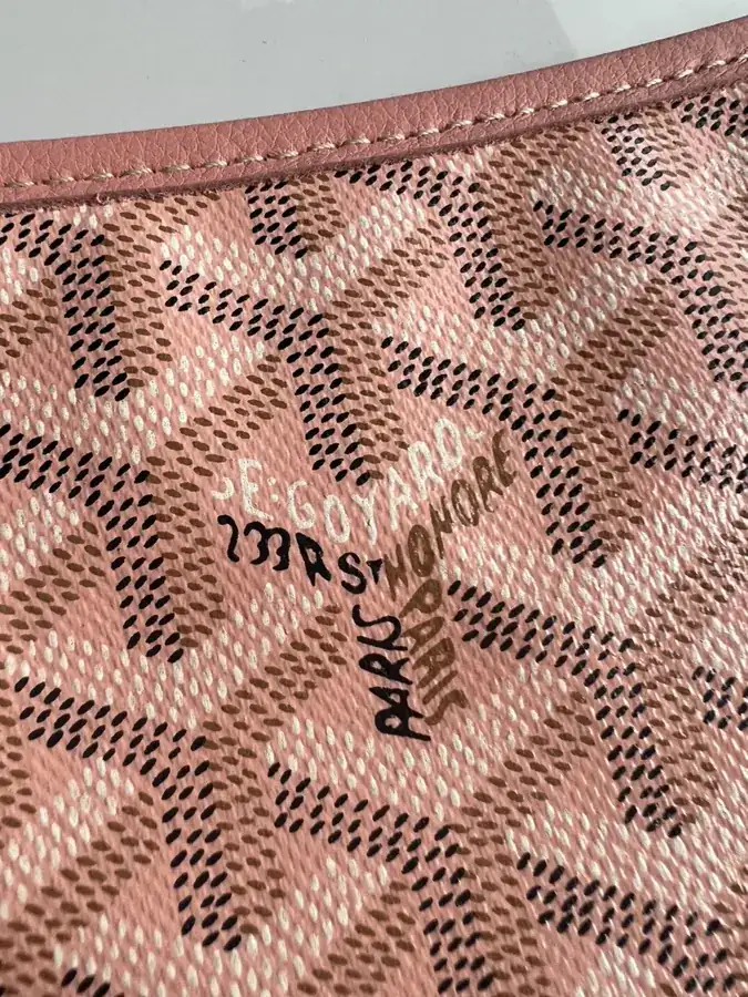 Goyard Hobo Shopping Bag with Grained Calfskin and Matching Patterned Canvas