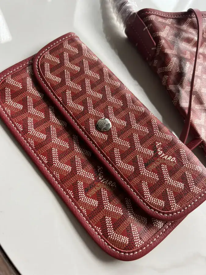 Goyard Hobo Shopping Bag with Grained Calfskin and Matching Goyard Print Canvas