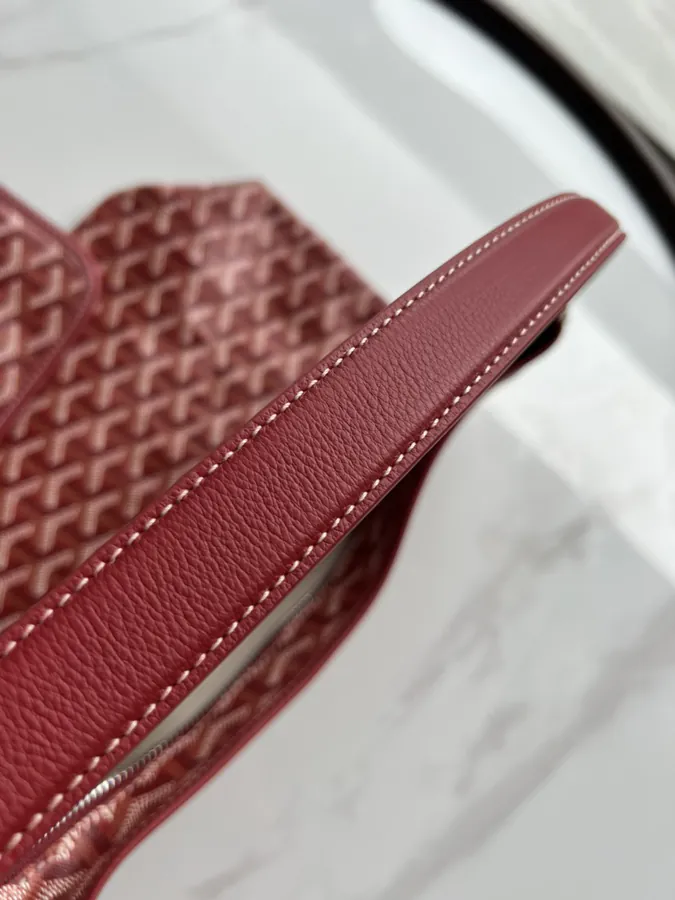 Goyard Hobo Shopping Bag with Grained Calfskin and Matching Goyard Print Canvas