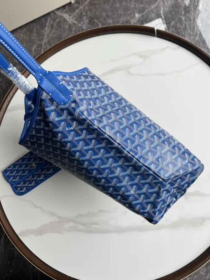 Goyard Hobo Shopping Bag with Grained Calfskin and Matching Patterned Canvas