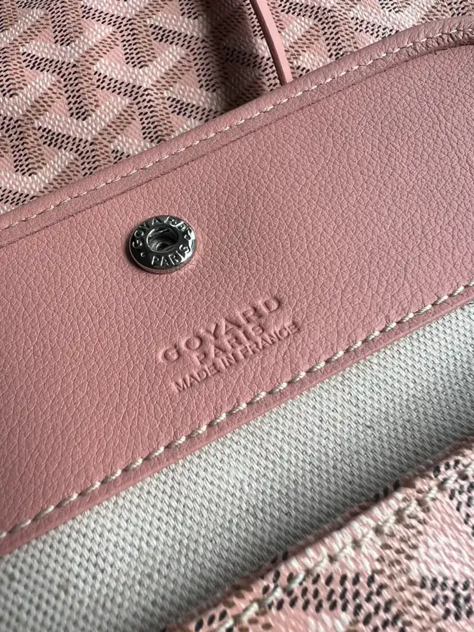 Goyard Hobo Shopping Bag with Grained Calfskin and Matching Patterned Canvas