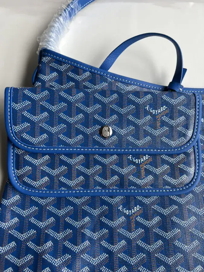 Goyard Hobo Shopping Bag with Grained Calfskin and Matching Patterned Canvas