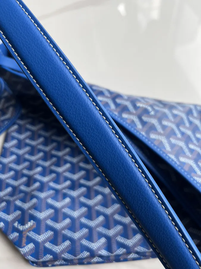 Goyard Hobo Shopping Bag with Grained Calfskin and Matching Patterned Canvas