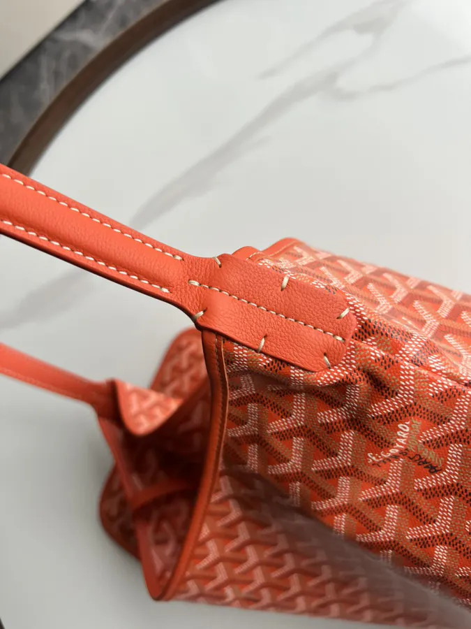 Goyard Hobo Shopping Bag with Grained Calfskin and Matching Patterned Canvas