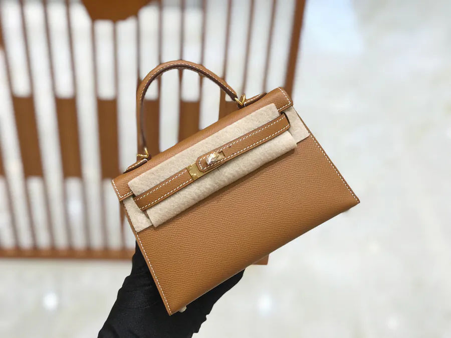 Second Generation Mini Kelly with Gold and Silver Clasp, Fully Handstitched