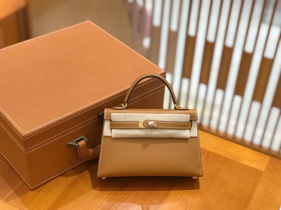 Second Generation Mini Kelly with Gold and Silver Clasp, Fully Handstitched
