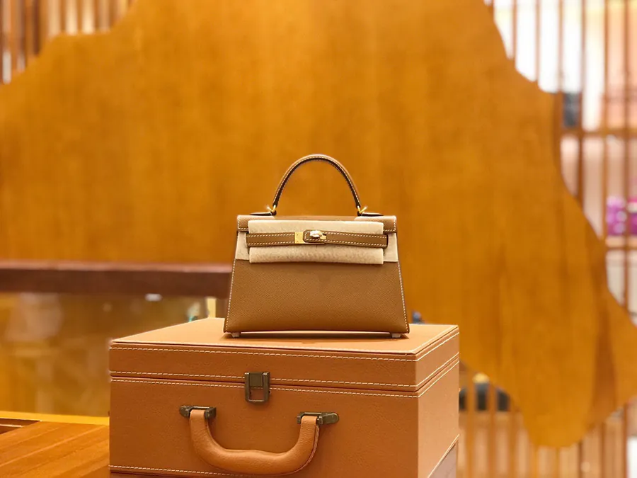 Second Generation Mini Kelly with Gold and Silver Clasp, Fully Handstitched