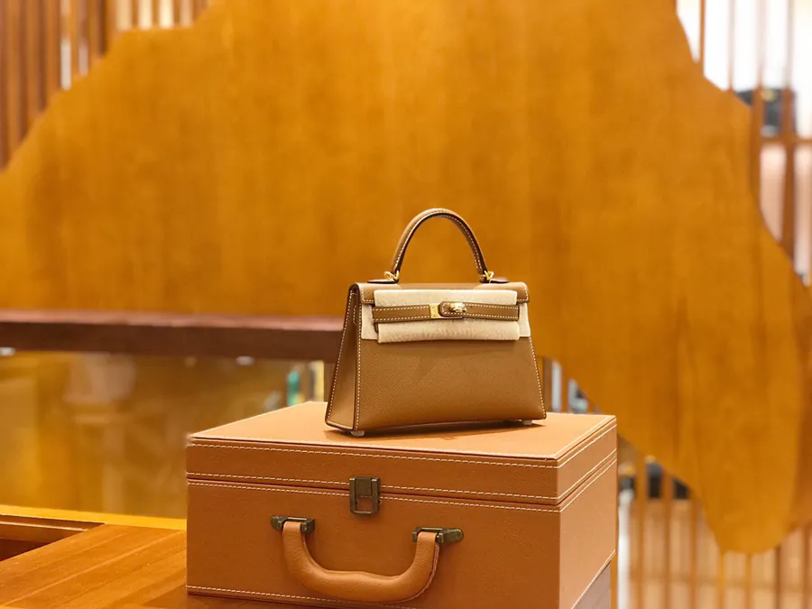 Second Generation Mini Kelly with Gold and Silver Clasp, Fully Handstitched