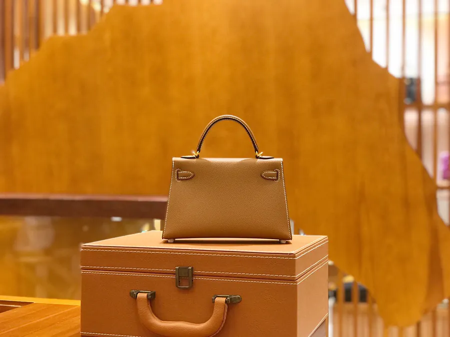 Second Generation Mini Kelly with Gold and Silver Clasp, Fully Handstitched