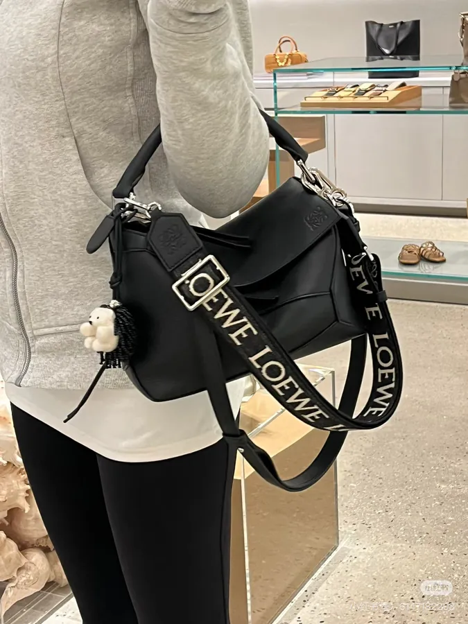 Anagram Embroidered Shoulder Bag in Ink White