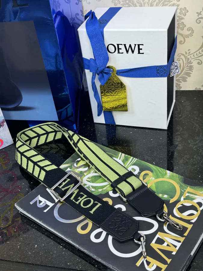 Anagram Embroidered Strap 'Grass Green Calfskin'
