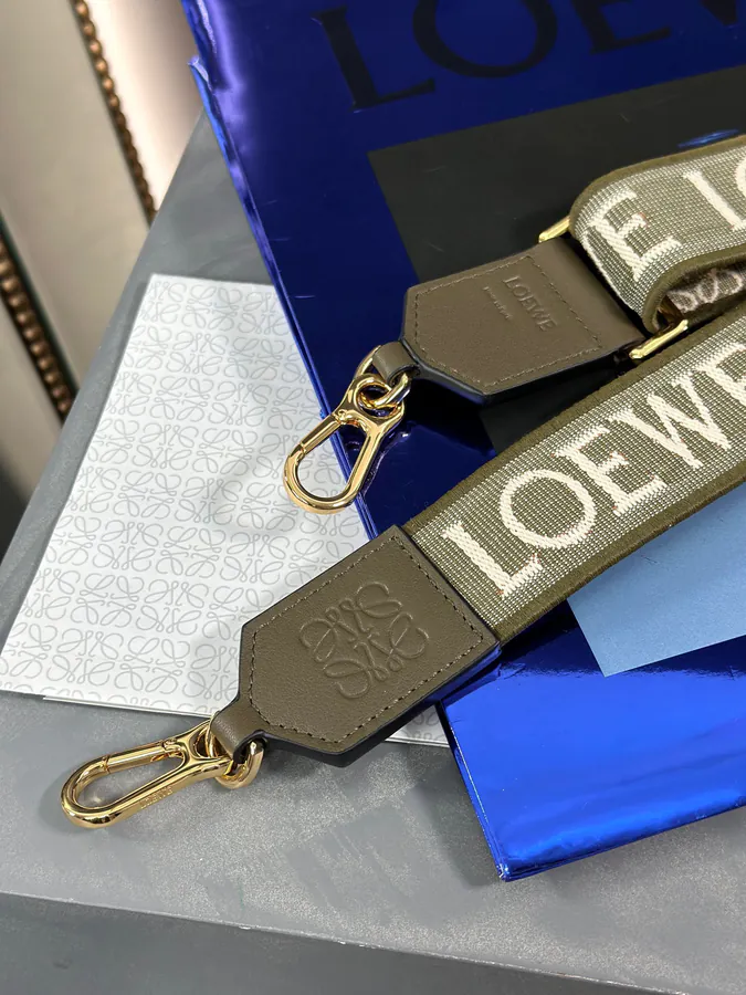 Anagram Embroidered Shoulder Bag in Khaki Green